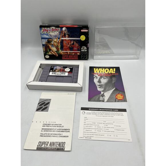 Dig & Spike Volleyball (Super Nintendo Entertainment System, 1991) With Box - Picture 1 of 16